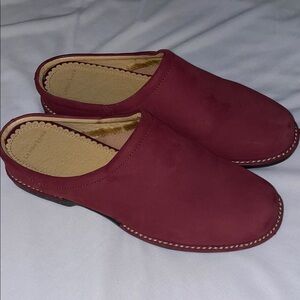 Lands' End Burgundy and Tan Slip-On Shoes